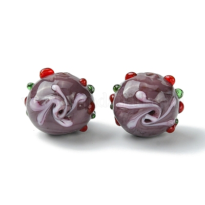Ручной работы ухабистым Шарики Lampwork FOIL-B001-08F-1
