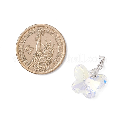 Цвет AB покрытием стеклянные подвески PALLOY-JF04594-02-1