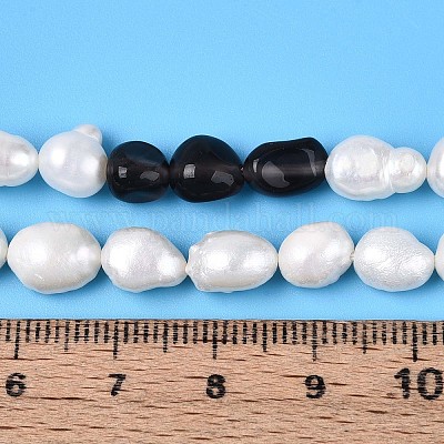 Натуральные ледяные обсидиановые самородки и нити натуральных культивированных пресноводных жемчужин PEAR-N023-01A-06-1