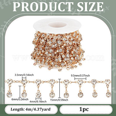 Цепочки из латунных плоских круглых страз длиной 4 м DIY-PH0030-94-1