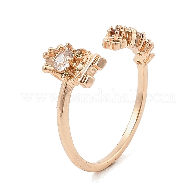 Кольца-манжеты для женщин с микропаве из латуни и цветными кубическими цирконами RJEW-Z073-01G-02-1