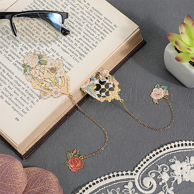 2 шт. 2 стиля закладки из цинкового сплава с эмалью AJEW-CP0003-98A-1