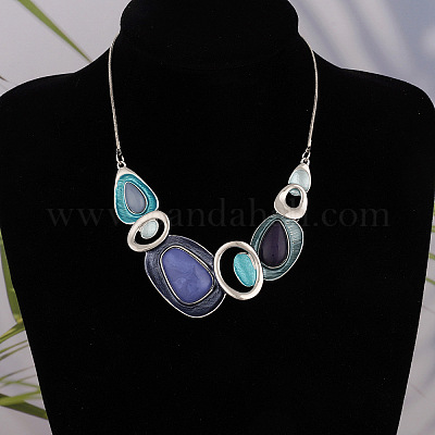 Овальные ожерелья с подвесками из эмалевого сплава и серьги-гвоздики для женщин WG9C94B-01-1