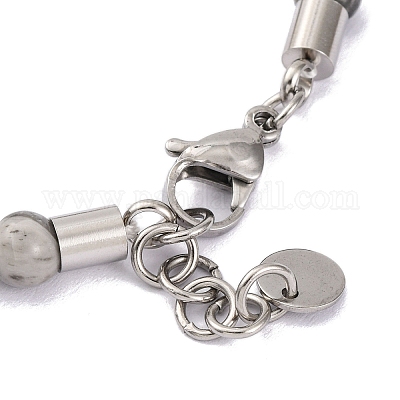 Браслет из бусин из натурального камня-карты и синтетического магнитного гематита BJEW-P339-01P-02-1