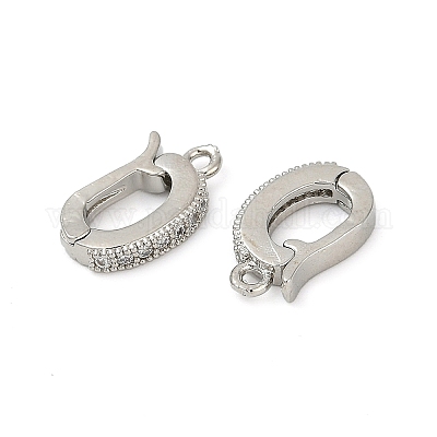 Овальные латунные застежки с микропаве из прозрачного кубического циркония KK-H202-12P-1