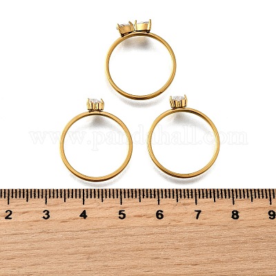 3 комплект колец из нержавеющей стали 304 с микропаве из кубического циркония RJEW-S625-02G-1