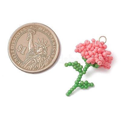 Подвески в виде цветов из стеклянного бисера&nbsp;PALLOY-MZ01224-02-1