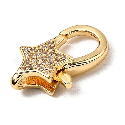 Застежки-клешни из прозрачной латуни с кубическим цирконием KK-Z078-49A-G-1