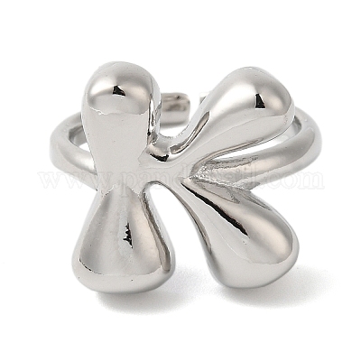 Латунное открытое кольцо-манжета для женщин с инициалами RJEW-N046-02K-P-1