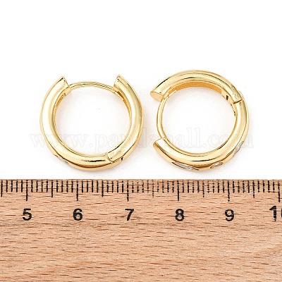 Серьги-кольца из латуни с прозрачным фианитом EJEW-L277-02G-1
