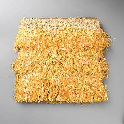 Полиэстеровые кружевные ленты с кисточками SRIB-WH0011-295-1