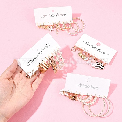 5 комплект из 5-х цветных комплектов серег-колец из сплава EJEW-FS0001-23B-1