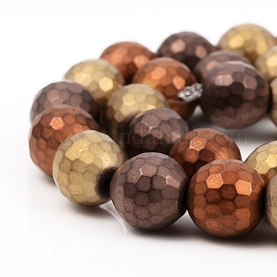 Нити немагнитных синтетических гематитовых бусин с вакуумным покрытием pvd G-F682-01C-1