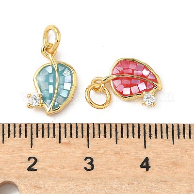 Покрытие стойки латунь микро паве кубический цирконий и подвески в виде ракушек KK-I357-08G-1