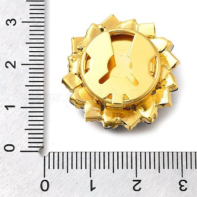 Пуговицы из сплава золотистого цвета со стразами BUTT-WH0051-02A-G-1