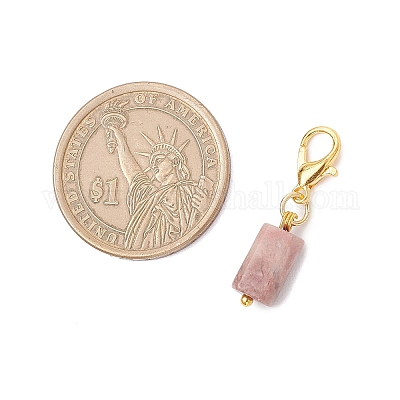 7шт колонна натуральный родонит и канадский нефрит и аквамарин и аметист и апатит и лазурит и лабрадорит подвесные украшения HJEW-JM03745-02-1