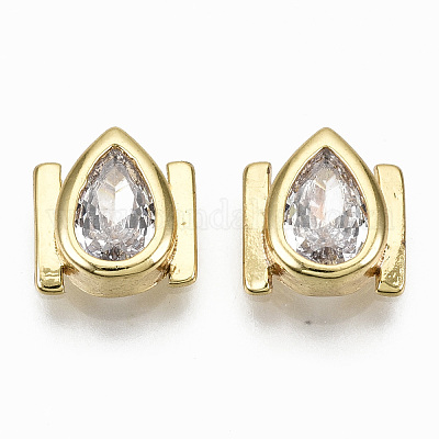 Латунные микро проложить четкие кубического циркония кабошоны KK-S061-51G-NR-1