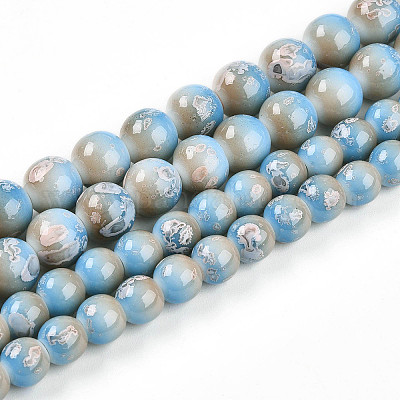 Выпечка окрашенные стеклянные бусины пряди DGLA-N008-10mm-06-1