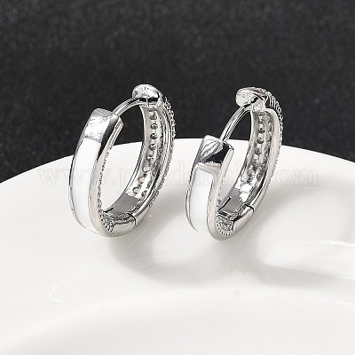 Латунные серьги-кольца из прозрачного кубического циркония EJEW-K276-11P-02-1