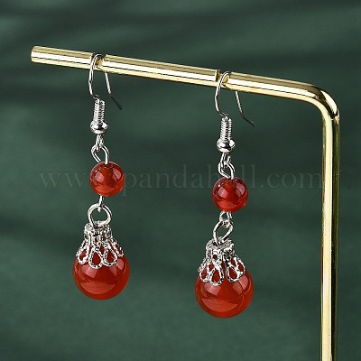 Болтающийся серьги природный драгоценный камень EJEW-JE01374-1