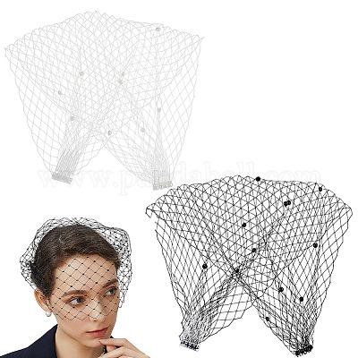 2 шт. 2-цветная полиэстеровая сетчатая вуаль для лица DIY-GA0007-07-1