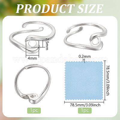 1 шт. компоненты кольца из стерлингового серебра STER-BC0002-53B-1