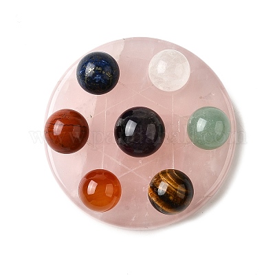 Чакра натуральный розовый кварц основа семь звезд группа дисплей украшения DJEW-K031-01A-02-1