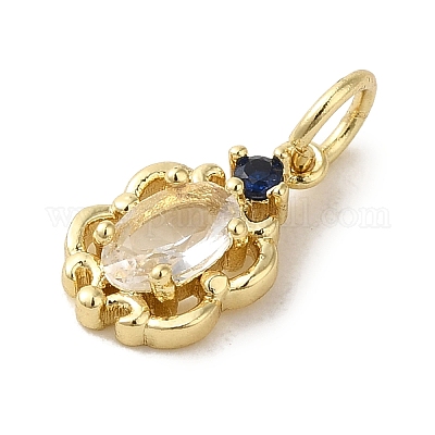 Латунные микропаве прозрачные подвески с фианитом KK-R162-017A-G-1