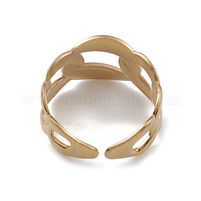 Ионное покрытие (ip) 304 нержавеющая сталь овальные цепочки форма манжеты кольца для женщин RJEW-G285-13G-1