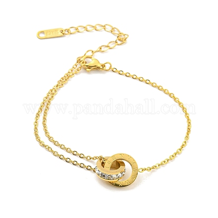 Переплетенные кольца со стразами и кристаллами BJEW-D030-15G-1