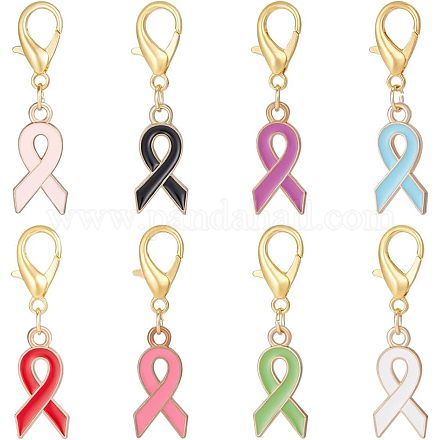 Сплав эмаль осведомленность лента подвеска украшения AJEW-NB0003-74-1