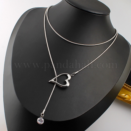 Ожерелья с подвесками из нержавеющей стали 304 с микропаве из кубического циркония NJEW-D343-05P-1