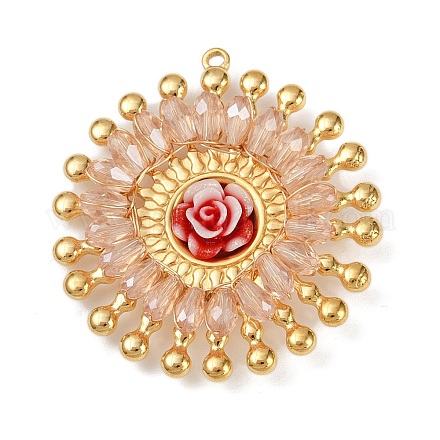 Подвески из нержавеющей стали 304 и смолы в виде цветов STAS-R170-03G-02-1