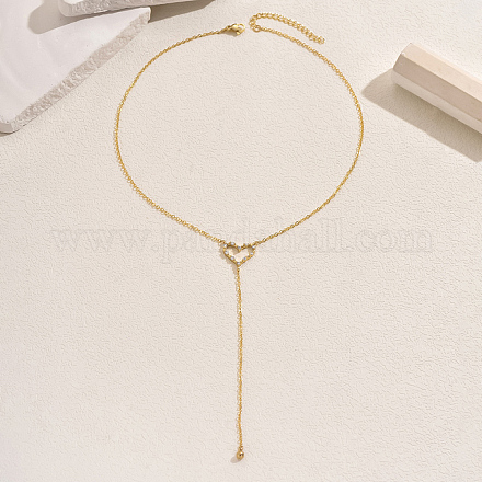Элегантное длинное ожерелье с подвеской в форме полого сердца из латуни с кубическим цирконием для женщин HJ3504-1