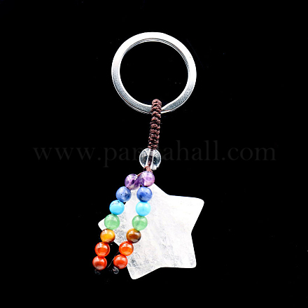 Брелок с подвеской в виде звезды из натурального кварца и смешанных драгоценных камней CHAK-PW0001-052A-1