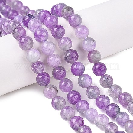 Окрашенные природные белый нефрит бисер пряди G-T138-8mm-210-22-1