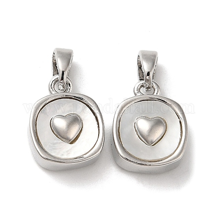 Квадратные подвески из латуни из ракушек KK-P239-12P-1