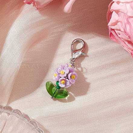 Подвесные украшения из смолы и стеклянных бусин HJEW-MZ00169-04-1