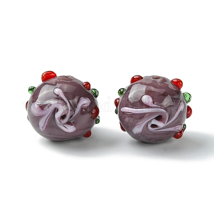 Ручной работы ухабистым Шарики Lampwork FOIL-B001-08F-1