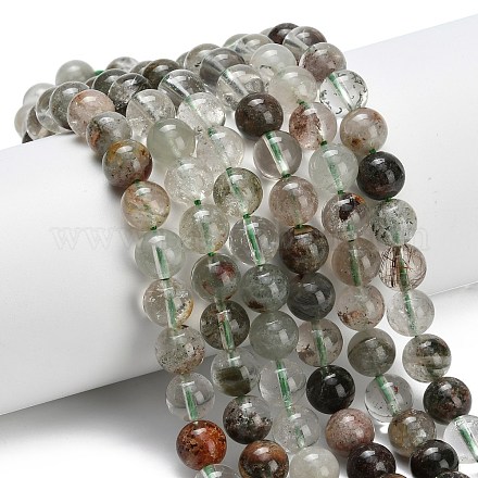 Натуральный зеленый lodolite кварц бисер пряди G-L642-B06-8mm-1