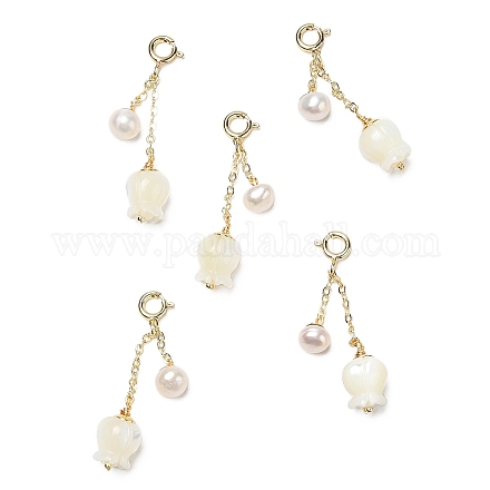 Украшение из натуральной трохидной ракушки с цветочным кулоном G-K341-08G-1