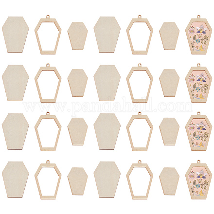 30 комплект оправ для подвесок из дерева в форме кабошона DIY-OC0011-10-1