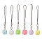 Square Yarn Ball Opaque Resin Mobile Strap, with Cord Loop, Alloy Lobster Claw Clasps, Mixed Color, 9.1cm, 6pcs/set