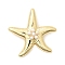 Brass ABS Plastic Pearl Pendants, Starfish, Long-Lasting Plated, Rack Plating, Lead Free & Cadmium Free, Real 18K Gold Plated, 23.5x25x5mm, Hole: 3.5x2.5mm
