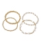 4Pcs 4 Style Natural Pearl & Brass Beaded Stretch Bracelets Set for Women, Golden, Inner Diameter: 2-3/8 inch(6.05cm), 1Pc/style