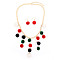Christmas Polyester Pompom Ball Necklaces & Dangle Earring Sets, Alloy Jewerly Sets, Green, Necklace: 450mm