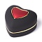 Heart Plastic Jewelry Ring Boxes, with Velvet, LED Light, and Copper Wire, Black, 6.6x7.15x4.8cm