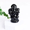 Ganesha Natural Obsidian Healing Figurines, Reiki Energy Stone Display Decorations, 70mm