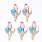 Alloy Enamel Pendants, Balloon, Light Gold, Pearl Pink, 23.5x13x2mm, Hole: 1.6mm