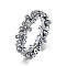Thailand 925 Sterling Silver  Finger Rings,with Cubic Zirconia, with 925 Stamp,Daisy, Antique Silver, Clear, Size 8, 18mm
